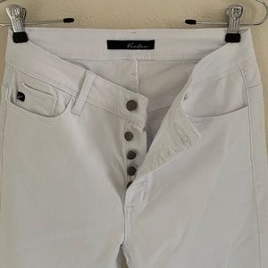 Kancan White Button Zip Skinny Denim Jeans